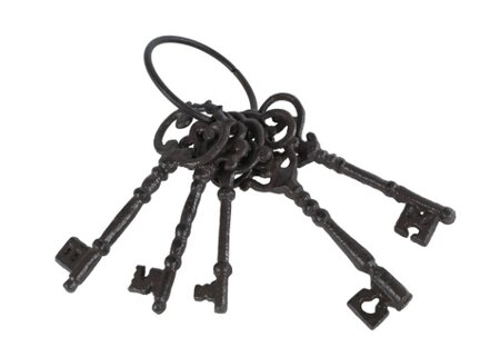 Sleutelbos metaal 7x8x16cm zwart
