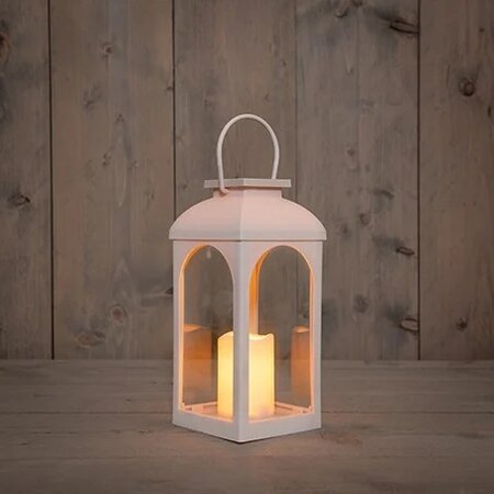 Solar lantaarn met kaars h27cm wit