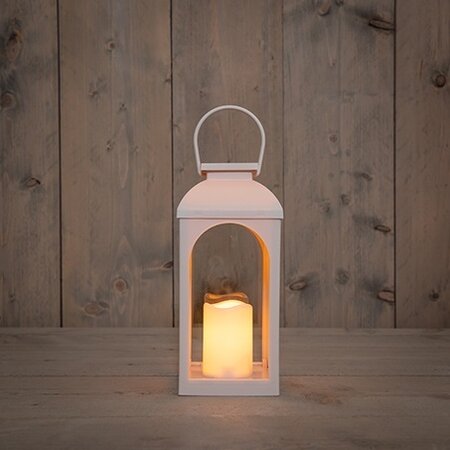 Solar lantaarn met kaars h27cm zand