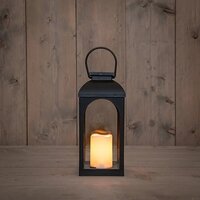 Solar lantaarn met kaars h27cm zwrt