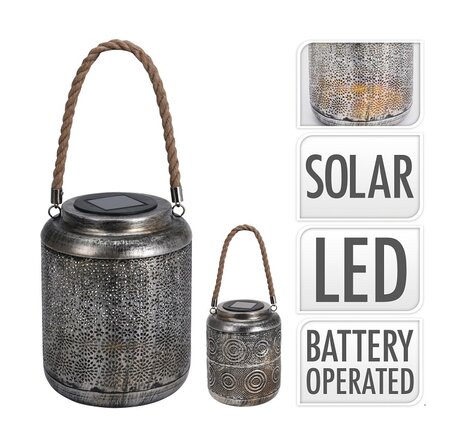 SOLAR LANTAARN METAAL 2ASS