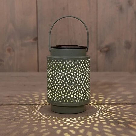 Solar lantaarn mtl 12x8.5cm olijf