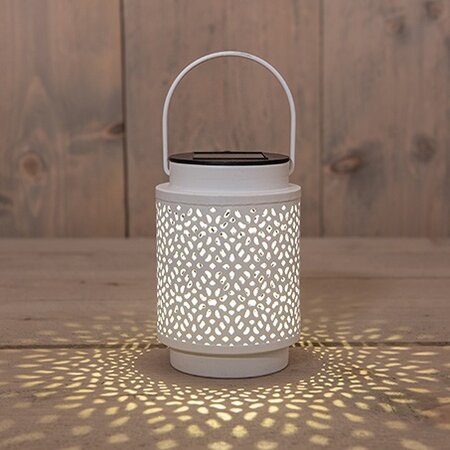 Solar lantaarn mtl 12x8.5cm wit