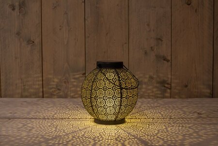 Solar lantaarn zwart/goud d18h19cm