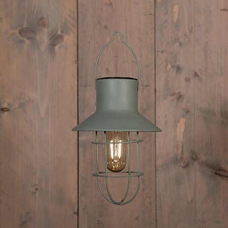 Solar stormlamp mtl 21.5x15cm olijf