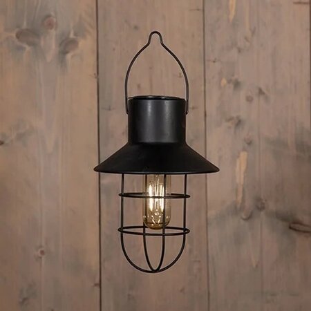 Solar stormlamp mtl 21.5x15cm zwart