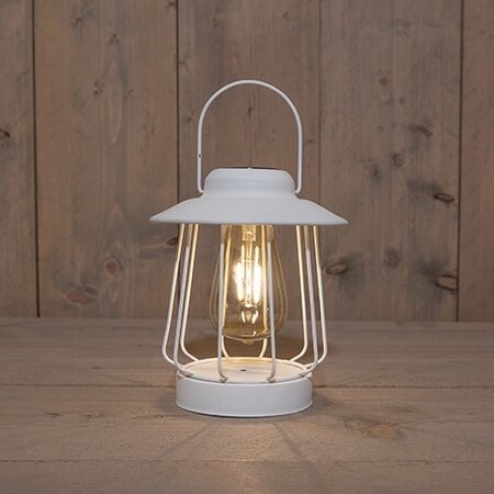 Solar tafellamp metaal 19x16cm wit