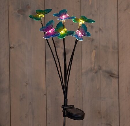 Solar tuinsteker 6 vlinders