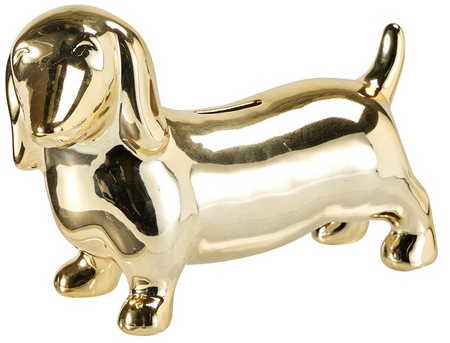 SPAARPOT HOND 22X15CM GOUD