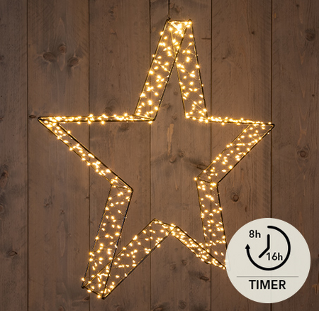 Ster metaal 3d zwart h56cm 540l cl