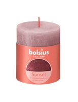 Rustiek fading sunset stompkaars 80/68 Ash rose + Red