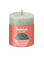 Rustiek fading sunset stompkaars 80/68 Foggy green + Oxid blue