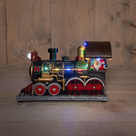 Stoomtrein met kerstman 23.5x15cm - afbeelding 1