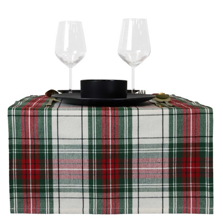 Tafelloper xmas tartan 45x150cm wh