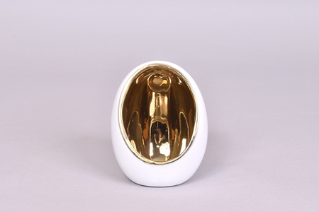 TAZA THEELICHT GOUD/WIT 10X10X13CM