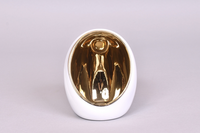 TAZA THEELICHT GOUD/WIT 12X12X15CM