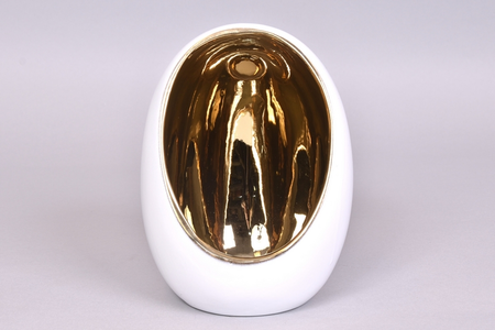 TAZA THEELICHT GOUD/WIT 16X16X22CM