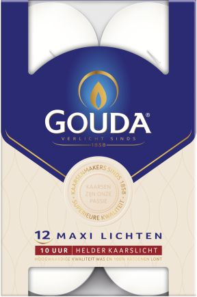 Theelicht maxi 10u wit doos 12st