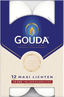 Theelicht maxi 10u wit doos 12st