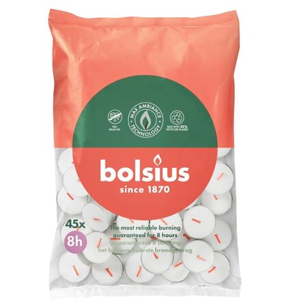 Theelicht wit 8u 45st zak