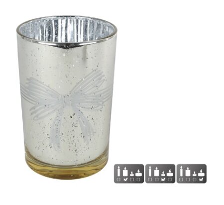 Theelichth glas 12x12x18cm goud