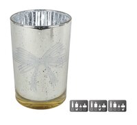 Theelichth glas 12x12x18cm goud