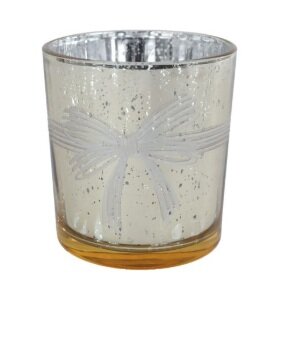 Theelichth glas 7x7x8cm goud