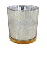 Theelichth glas 7x7x8cm goud