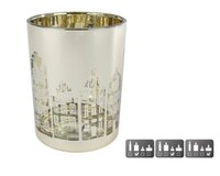 Theelichth huisjes glas 10x10x12 gd