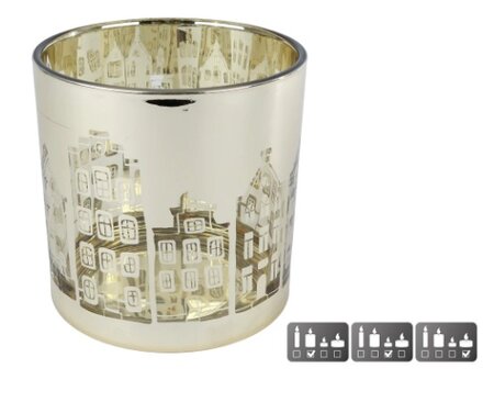 Theelichth huisjes glas 15x15x15 gd