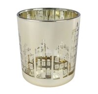 Theelichth huisjes glas 7x7x8cm gd