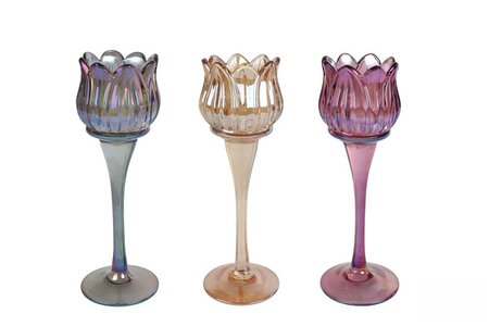 Theelichth tulip glas 7x7x22cm a3