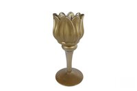 Theelichth tulip glas 8x8x16cm goud