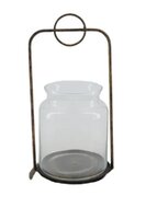 Theelichthdr aardew 10x10x35cm brn