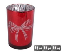 Theelichthdr glas 12x12x18cm rood