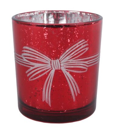 Theelichthdr glas 7x7x8cm rood