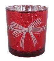Theelichthdr glas 7x7x8cm rood