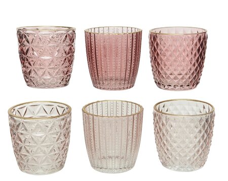 Theelichthdr glas goud d7.5h7.5 a6