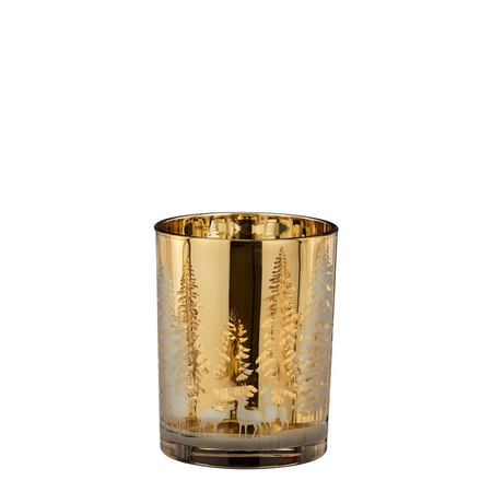 Theelichthouder boom d10h12.5cm goud