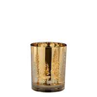 Theelichthouder boom d10h12.5cm goud