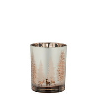 Theelichthouder boom d10h12.5cm zilver