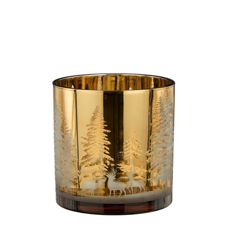 Theelichthouder boom d15h15cm goud