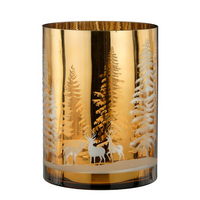 Theelichthouder boom d18h24cm goud