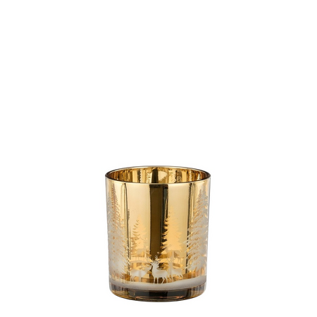 Theelichthouder boom d9h10cm goud