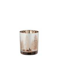 Theelichthouder boom d9h10cm zilver