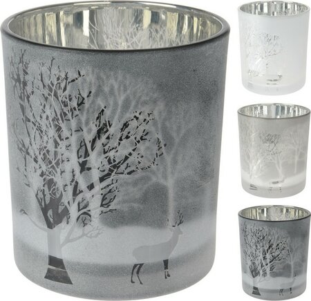 THEELICHTHOUDER GLAS 10CM 3ASS per stuk