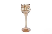Theelichthouder glas 7x7x22cm amber