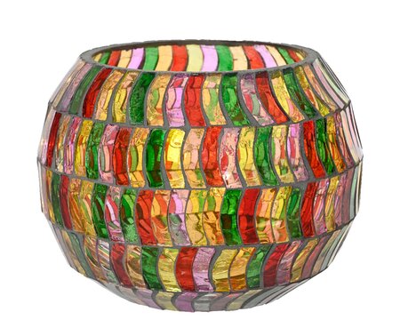 Theelichthouder glas d10h8cm multi