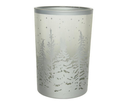 Theelichthouder glas d12h18cm zlvr - afbeelding 1