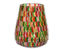 Theelichthouder glas d13h15cm multi